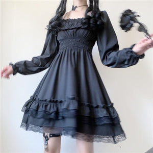 Lolita Black Mini High Waist Gothic Women's Dress-Kawaii Dream