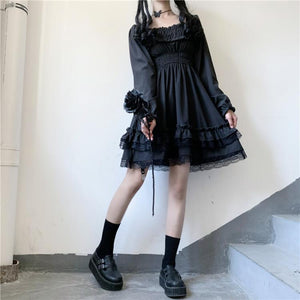 Lolita Black Mini High Waist Gothic Women's Dress-Kawaii Dream