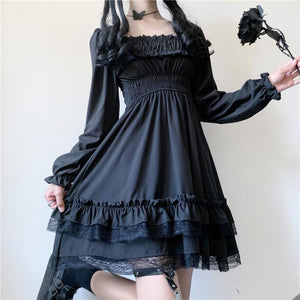 Lolita Black Mini High Waist Gothic Women's Dress-Kawaii Dream