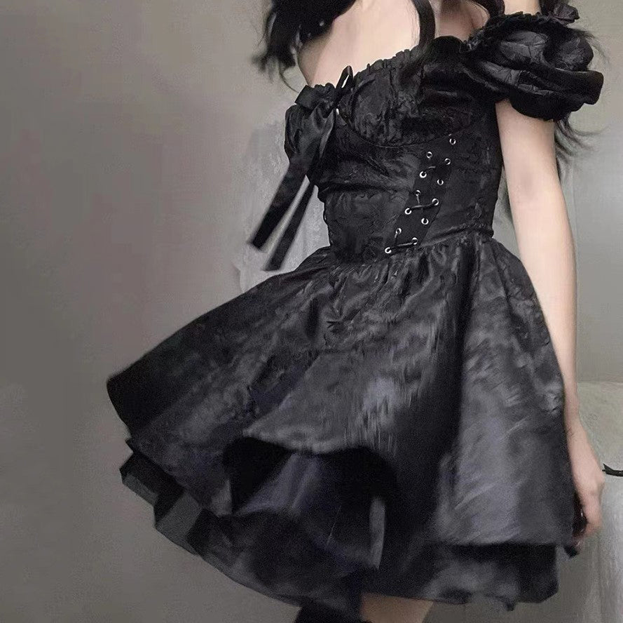 Lolita Black Mini Tutu Dress-Kawaii Dream