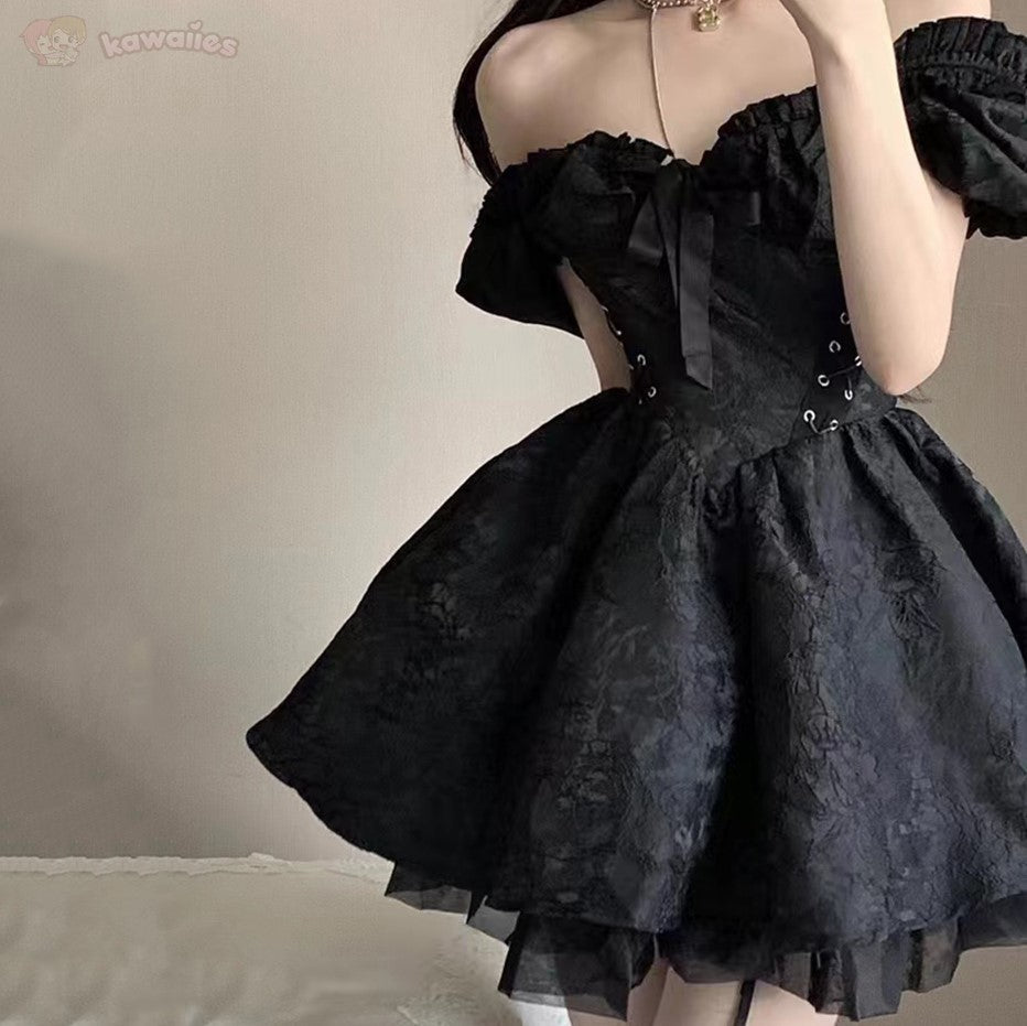 Lolita Black Mini Tutu Dress-Kawaii Dream