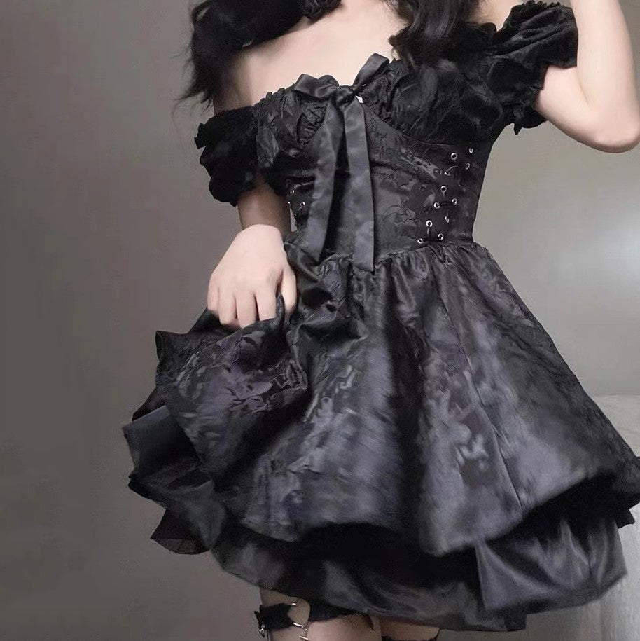 Lolita Black Mini Tutu Dress-Kawaii Dream