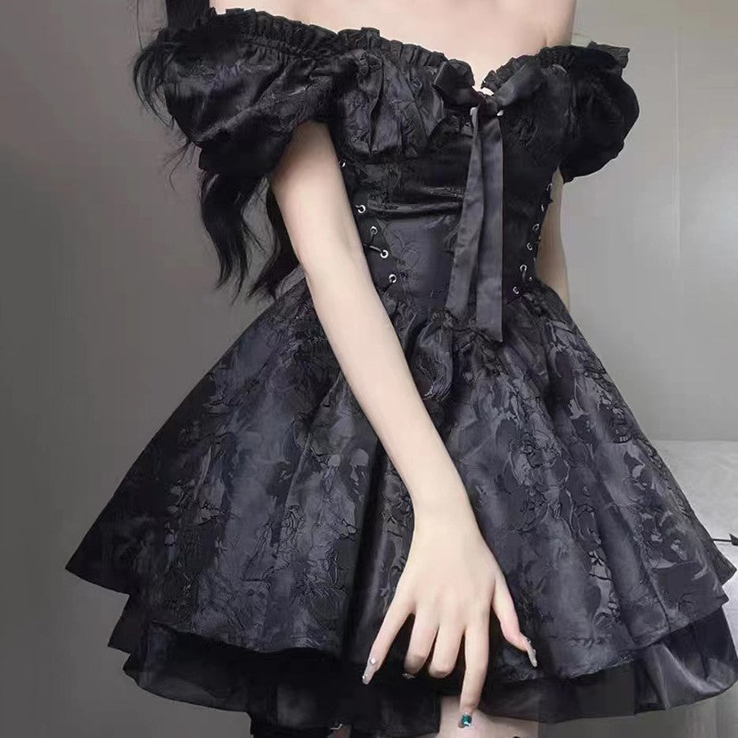 Lolita Black Mini Tutu Dress-Kawaii Dream