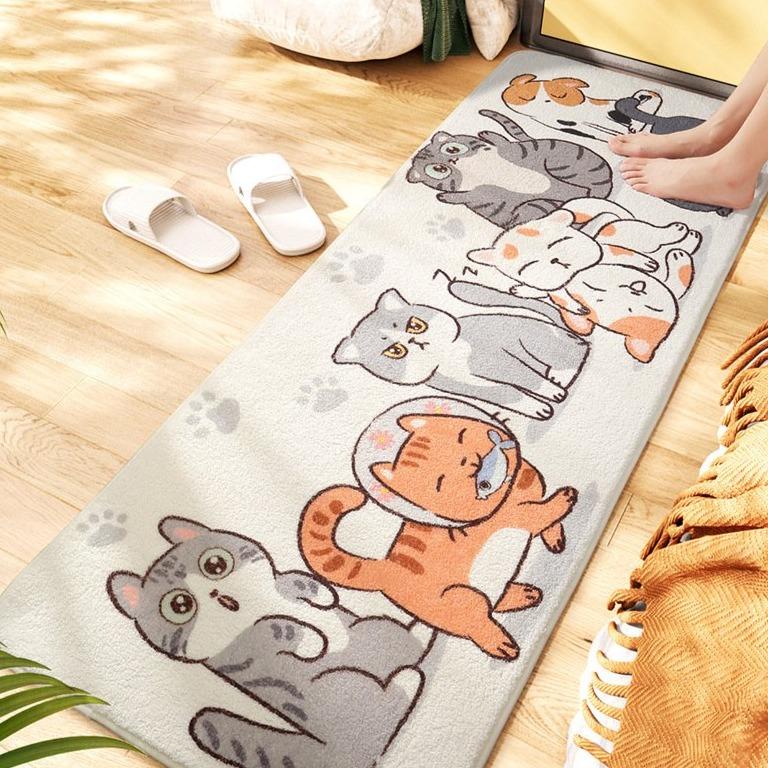 Long Fluffy Kawaii Kitty Cat Bedroom Rugs-Kawaii Dream