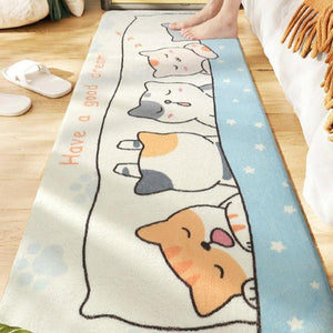 Long Fluffy Kawaii Kitty Cat Bedroom Rugs-Kawaii Dream