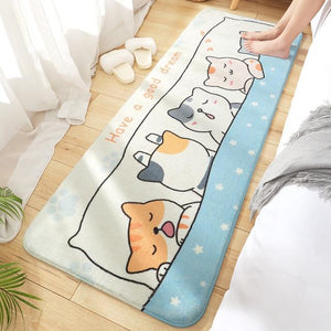 Long Fluffy Kawaii Kitty Cat Bedroom Rugs-Kawaii Dream