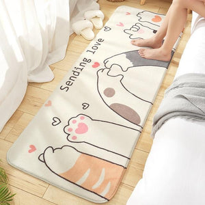 Long Fluffy Kawaii Kitty Cat Bedroom Rugs-Kawaii Dream