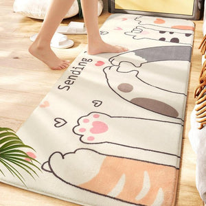 Long Fluffy Kawaii Kitty Cat Bedroom Rugs-Kawaii Dream