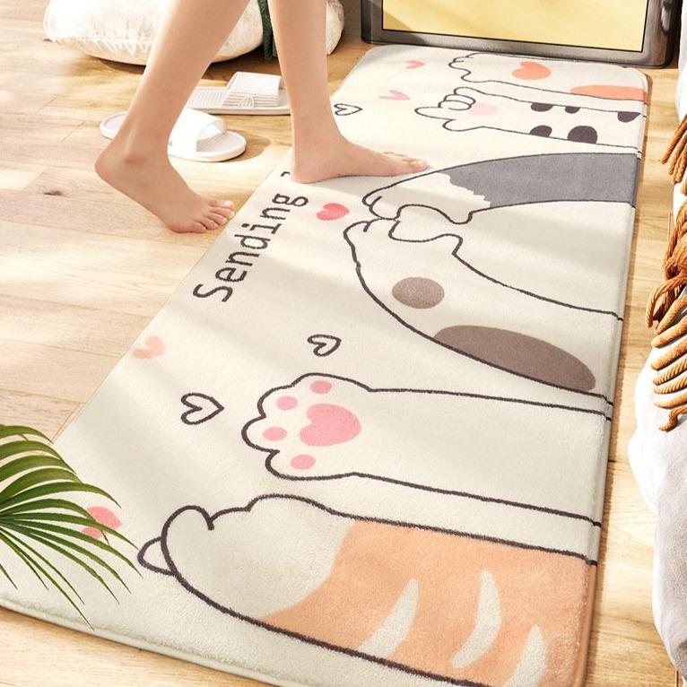 Long Fluffy Kawaii Kitty Cat Bedroom Rugs-Kawaii Dream