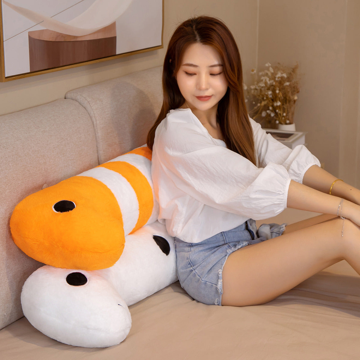 Long Ocean White Orange Eel Plushies-Kawaii Dream