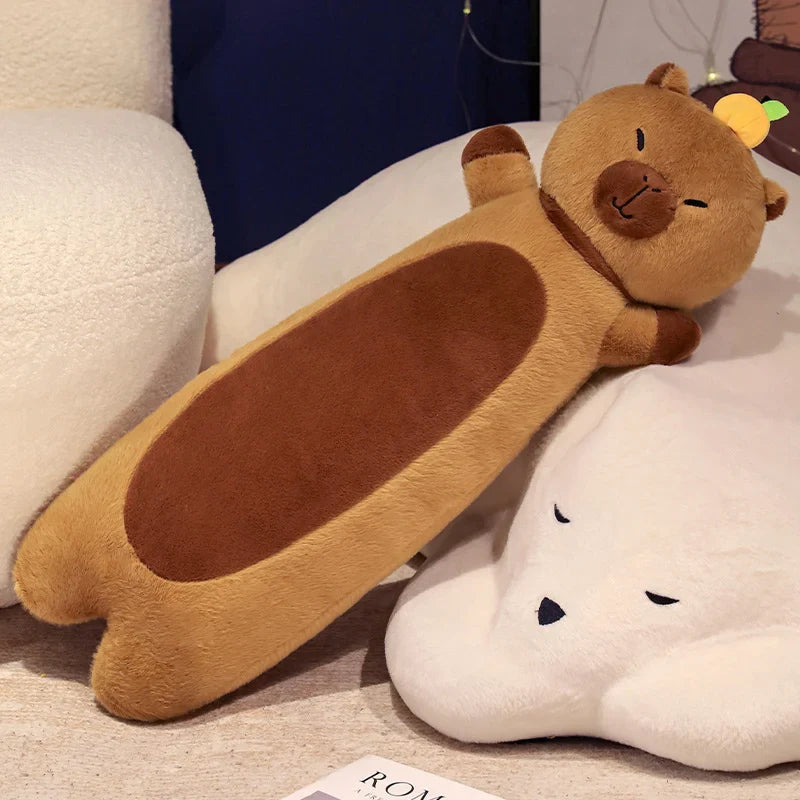 Long Snuggly Capybara with Orange Plushies-Kawaii Dream