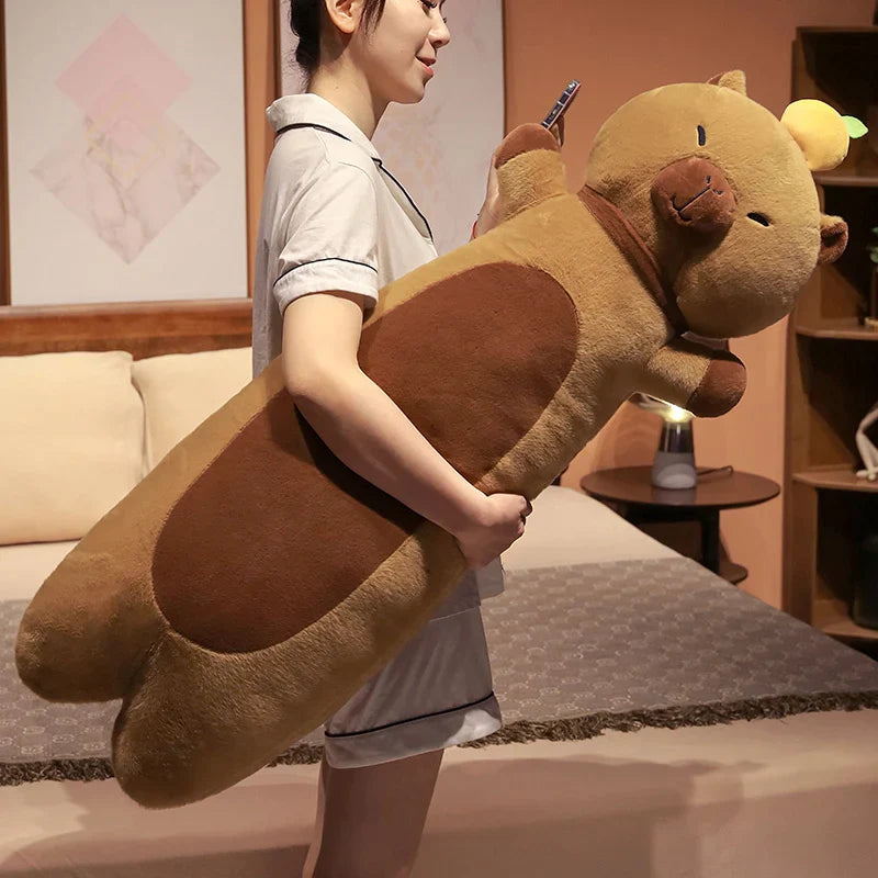 Long Snuggly Capybara with Orange Plushies-Kawaii Dream