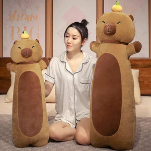 Long Snuggly Capybara with Orange Plushies-Kawaii Dream