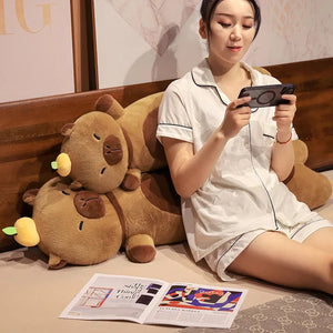 Long Snuggly Capybara with Orange Plushies-Kawaii Dream