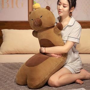 Long Snuggly Capybara with Orange Plushies-Kawaii Dream