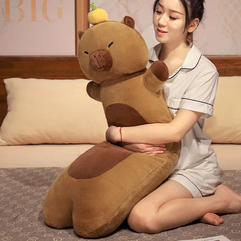 Long Snuggly Capybara with Orange Plushies-Kawaii Dream