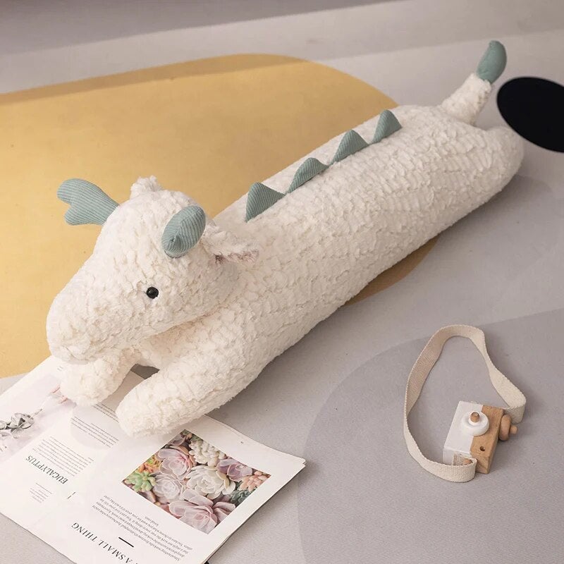 Long Snuggly Green White Dragon Plushies-Kawaii Dream