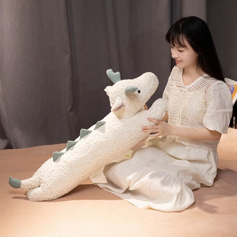 Long Snuggly Green White Dragon Plushies-Kawaii Dream