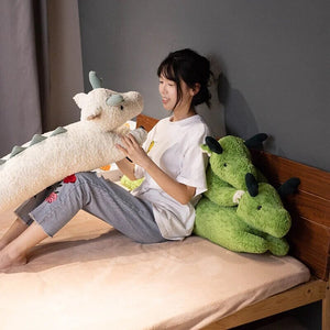 Long Snuggly Green White Dragon Plushies-Kawaii Dream
