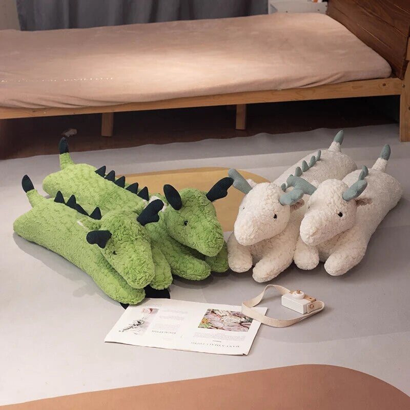 Long Snuggly Green White Dragon Plushies-Kawaii Dream