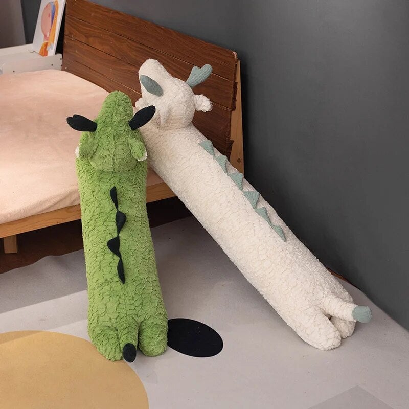 Long Snuggly Green White Dragon Plushies-Kawaii Dream