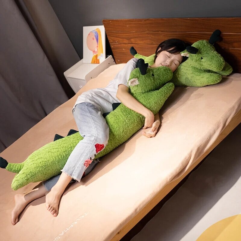 Long Snuggly Green White Dragon Plushies-Kawaii Dream