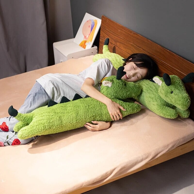 Long Snuggly Green White Dragon Plushies-Kawaii Dream