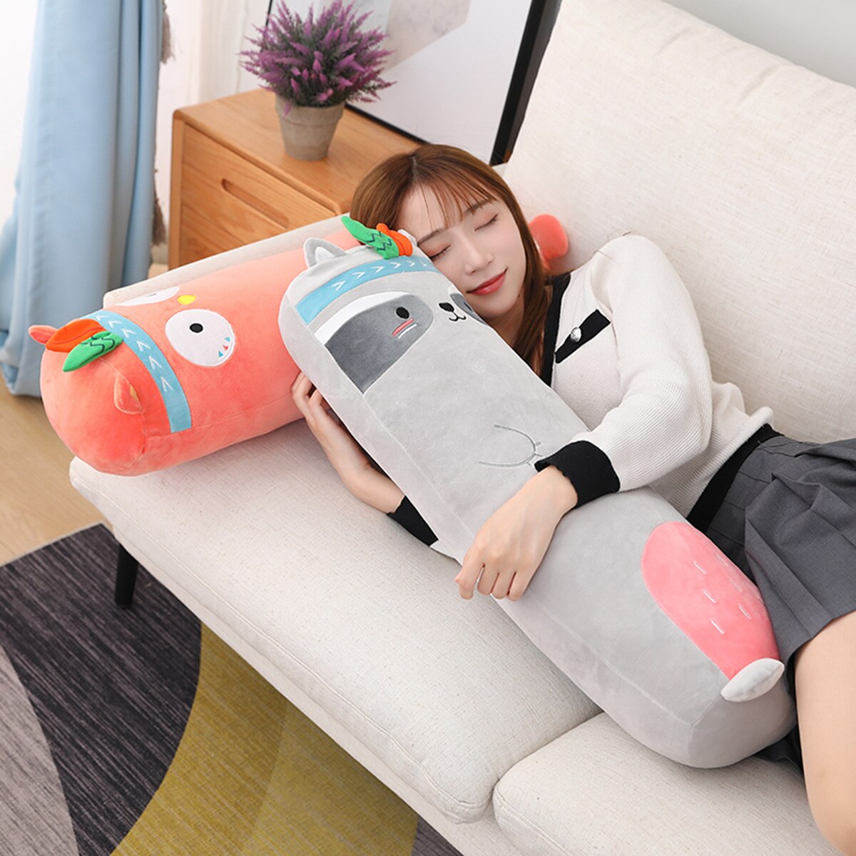 Long Snuggly Native Pig Bear Raccoon Owl Plushie Collection-Kawaii Dream