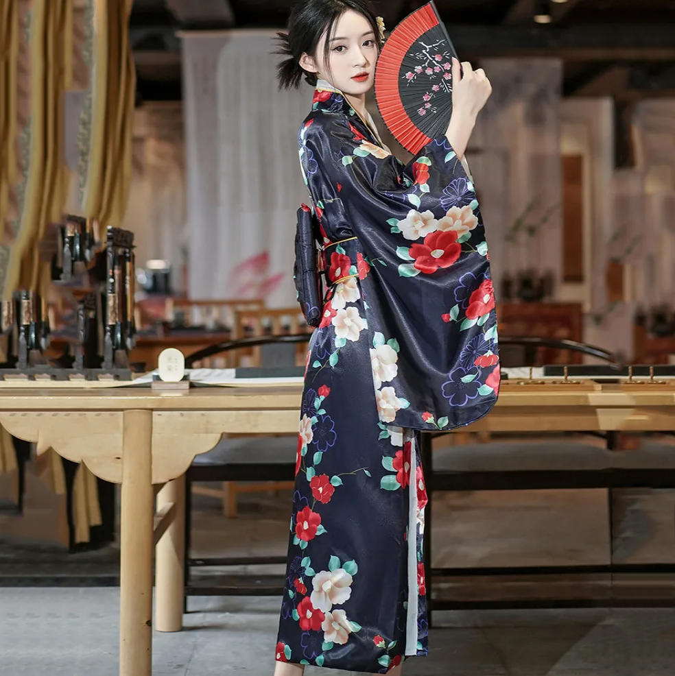 Long Traditional Japanese-themed Beautiful Floral Women's Kimono-Kawaii Dream
