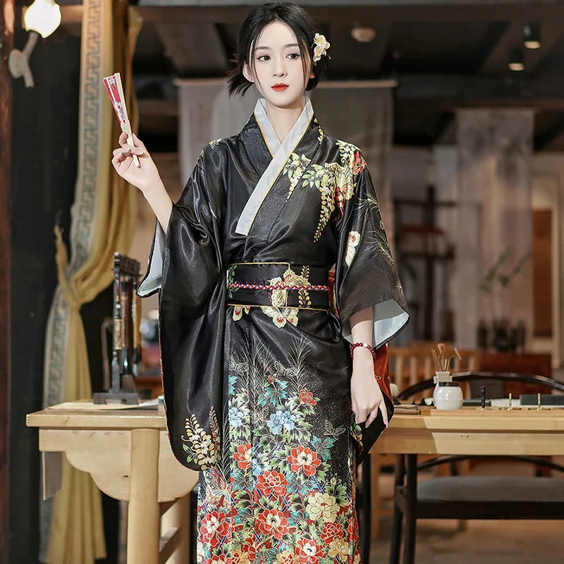 Long Traditional Japanese-themed Beautiful Floral Women's Kimono-Kawaii Dream
