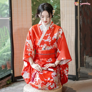 Long Traditional Japanese-themed Beautiful Floral Women's Kimono-Kawaii Dream