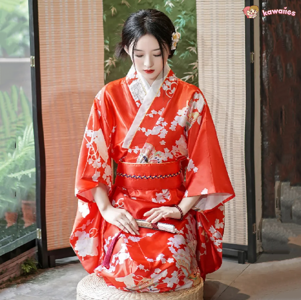 Long Traditional Japanese-themed Beautiful Floral Women's Kimono-Kawaii Dream