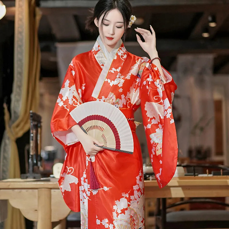 Long Traditional Japanese-themed Beautiful Floral Women's Kimono-Kawaii Dream