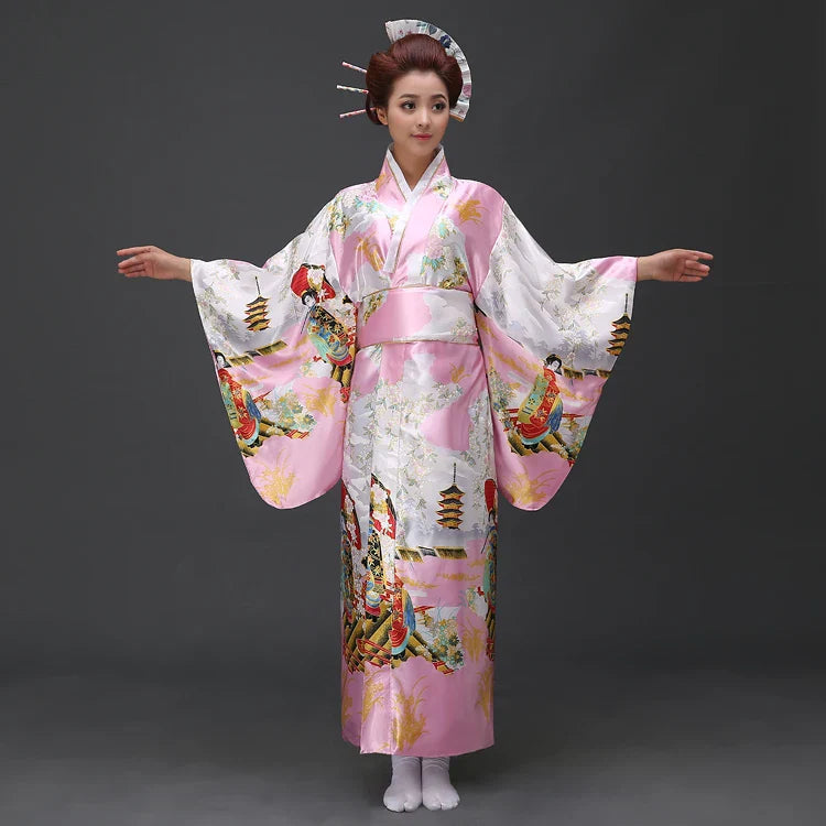 Long Traditional Japanese-themed Cloudy Women's Kimono-Kawaii Dream