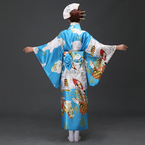 Long Traditional Japanese-themed Cloudy Women's Kimono-Kawaii Dream