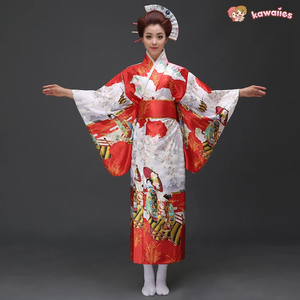 Long Traditional Japanese-themed Cloudy Women's Kimono-Kawaii Dream