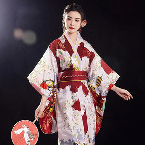 Long Traditional Japanese-themed Floral Women's Kimono-Kawaii Dream