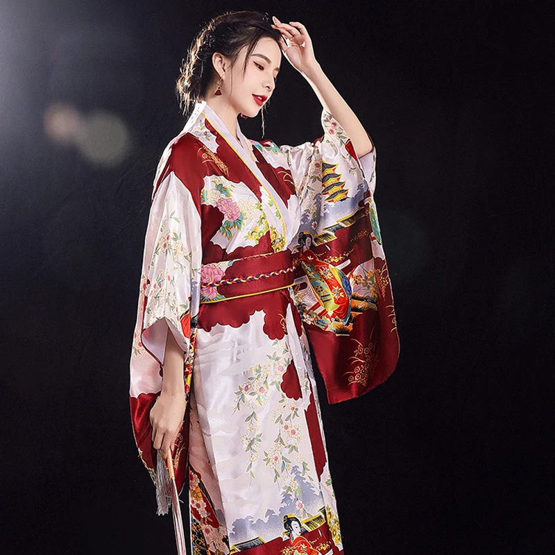 Long Traditional Japanese-themed Floral Women's Kimono-Kawaii Dream