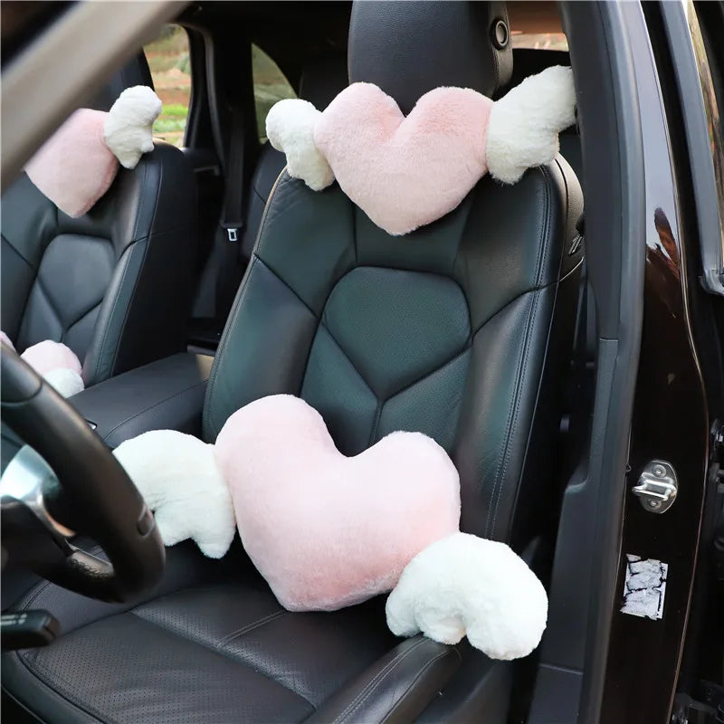 Love Heart Wings Car Head Rest Plush Pillow-Kawaii Dream