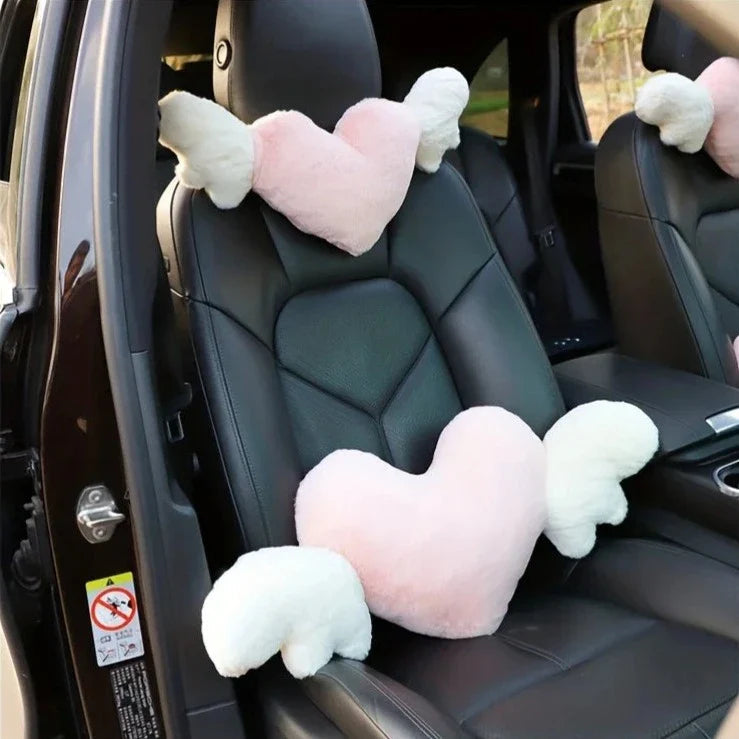 Love Heart Wings Car Head Rest Plush Pillow-Kawaii Dream