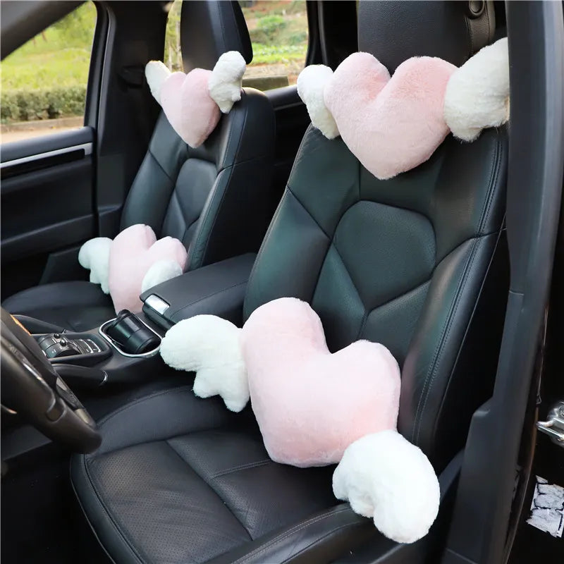 Love Heart Wings Car Head Rest Plush Pillow-Kawaii Dream