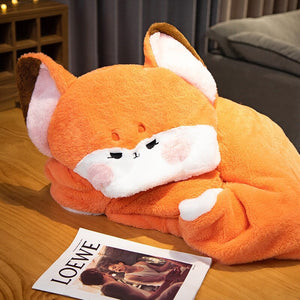 Lovely Orange Fox Plush Cape Hoodie Blanket-Kawaii Dream