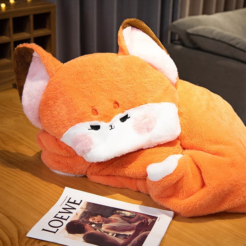 Lovely Orange Fox Plush Cape Hoodie Blanket-Kawaii Dream