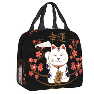 Maneki Neko Lucky Cat Insulated Lunch Bag-Kawaii Dream
