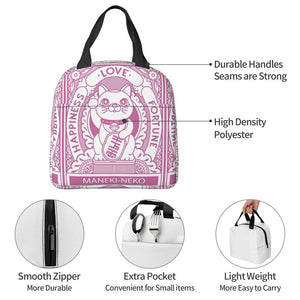Maneki Neko Lucky Cat Insulated Lunch Bag-Kawaii Dream
