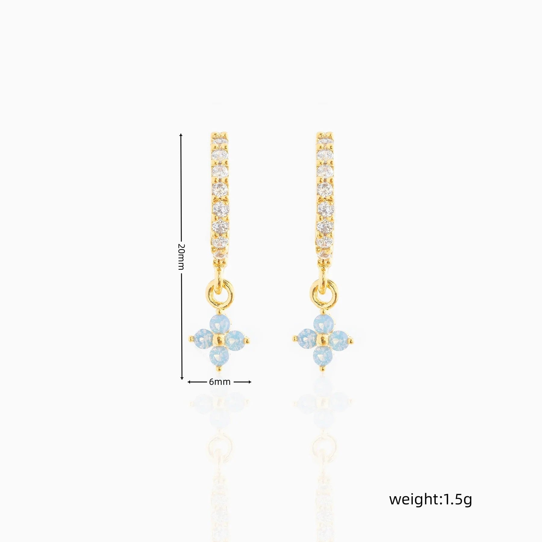 Mini Dangling Blue Flower Gold-Plated Earrings-Kawaii Dream