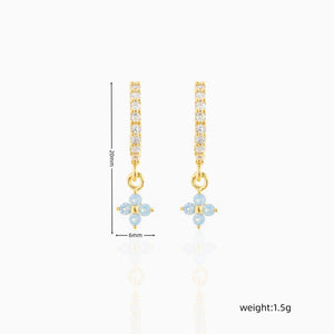Mini Dangling Blue Flower Gold-Plated Earrings-Kawaii Dream