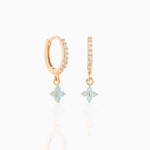 Mini Dangling Blue Flower Gold-Plated Earrings-Kawaii Dream