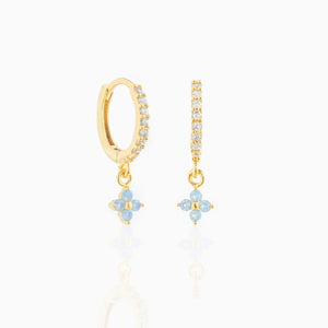 Mini Dangling Blue Flower Gold-Plated Earrings-Kawaii Dream