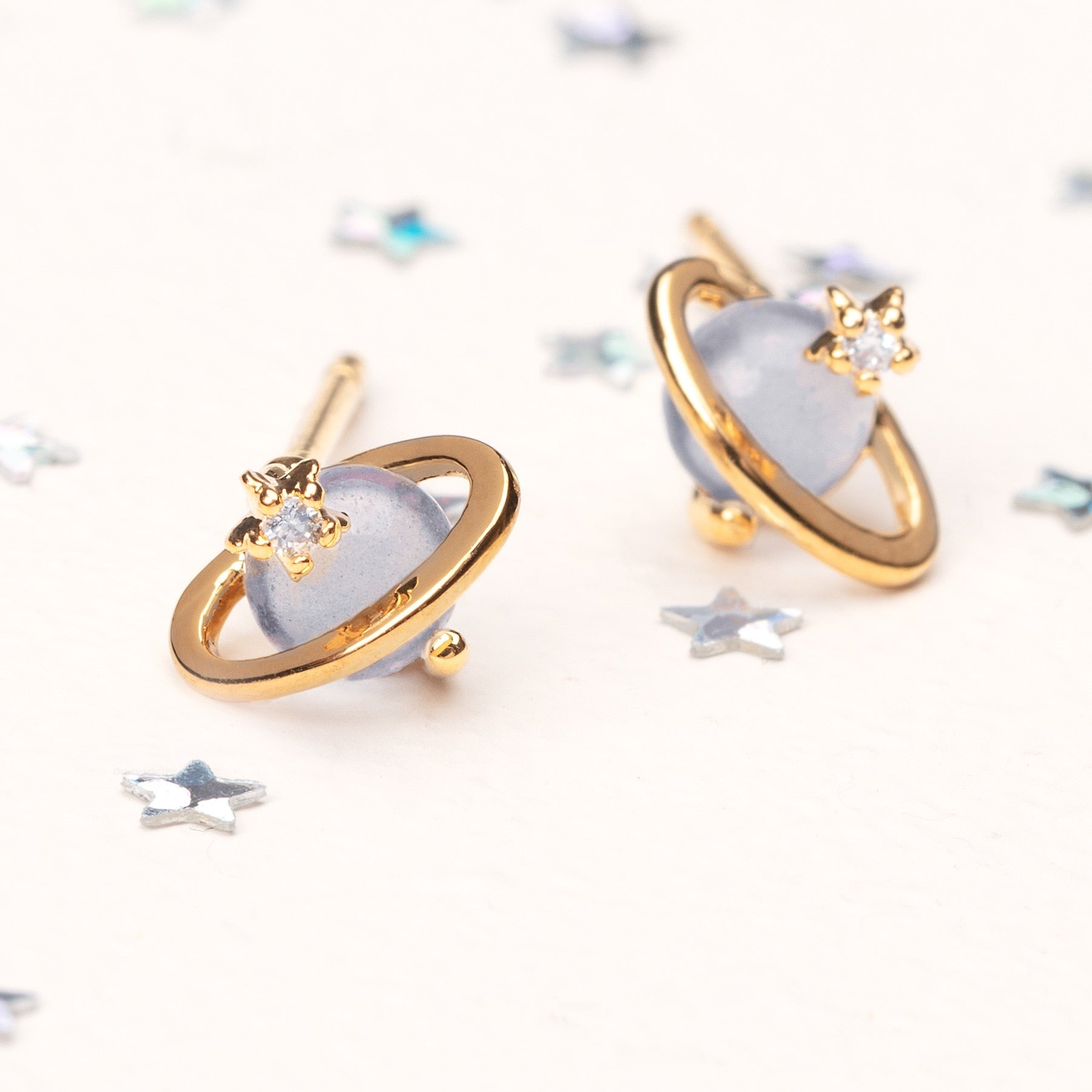 Mini Neptune Shooting Star Gold-Plated Stud Earring-Kawaii Dream